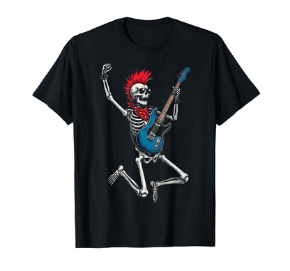 Funny Skeleton Playing Guitar Usa T-Shirt - Aesthetic Graphic for Adults - T-Shirt, Sweatshirt, Hoodie