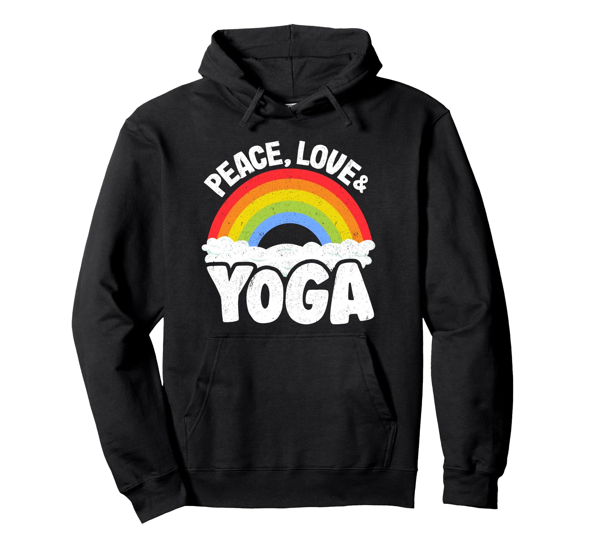 Peace Love Yoga Rainbow Hippie Yoga Hoodie - Casual Everyday Wear Unisex - T-Shirt, Sweatshirt, Hoodie
