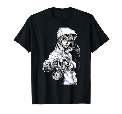 Graffiti Tag Skeleton Ghetto T-Shirt - Trendy Graphic Men Women - T-Shirt, Sweatshirt, Hoodie