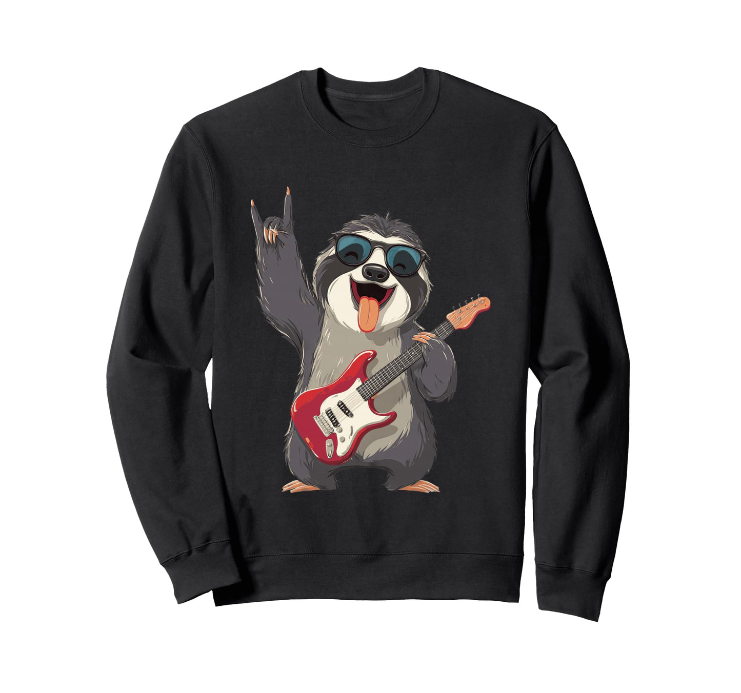 Funny Sloth Rock Music Guitar Sweatshirt - Custom Art Print Men Women - T-Shirt, Sweatshirt, Hoodie