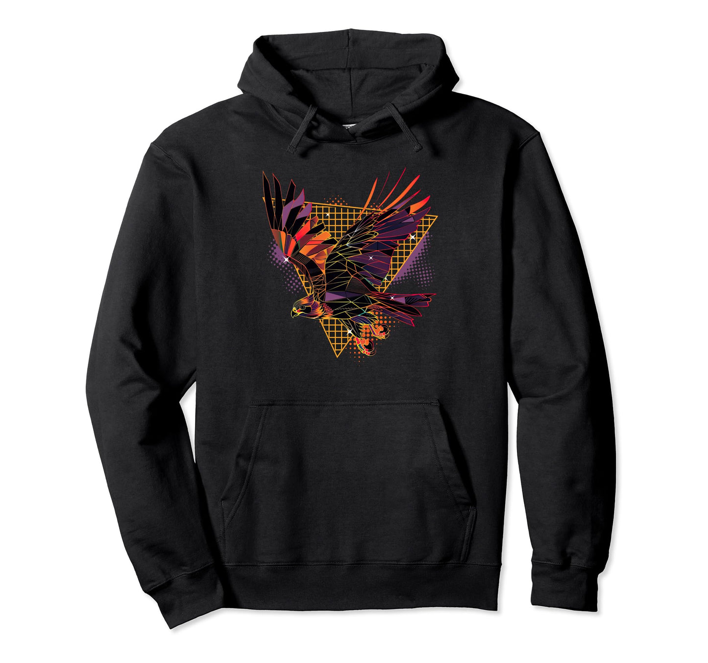 80S Geometric Bird Falcon Synthwave Hoodie - Graphic Print Men Women - T-Shirt, Sweatshirt, Hoodie