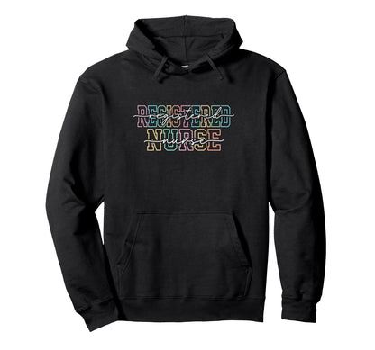 Registered Nurse Rainbow Varsity Script Hoodie - Unique Graphic for Adults - T-Shirt, Sweatshirt, Hoodie