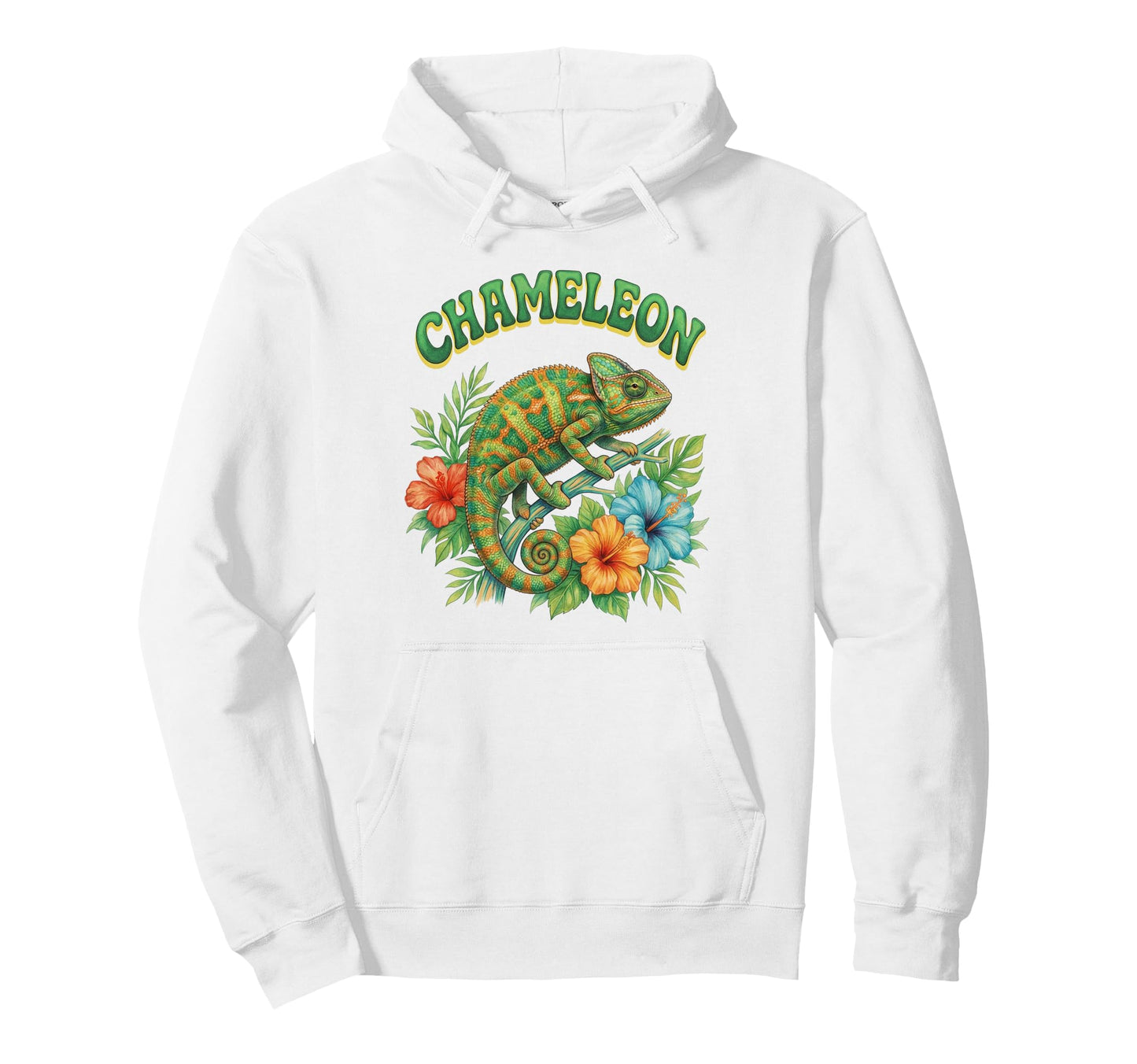 Chameleon Groovy Floral Chameleon Hoodie - Graphic Print for Adults - T-Shirt, Sweatshirt, Hoodie
