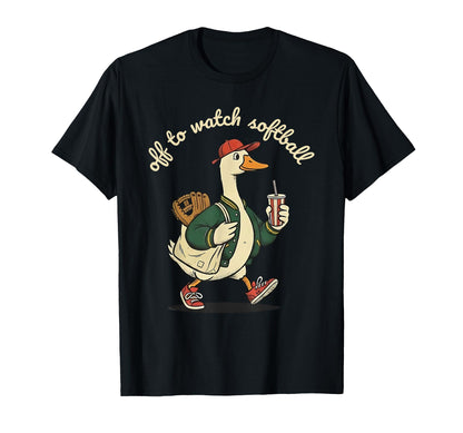 Off To Watch Softball Baseball Goose T-Shirt - Trendy Graphic for Adults - T-Shirt, Sweatshirt, Hoodie