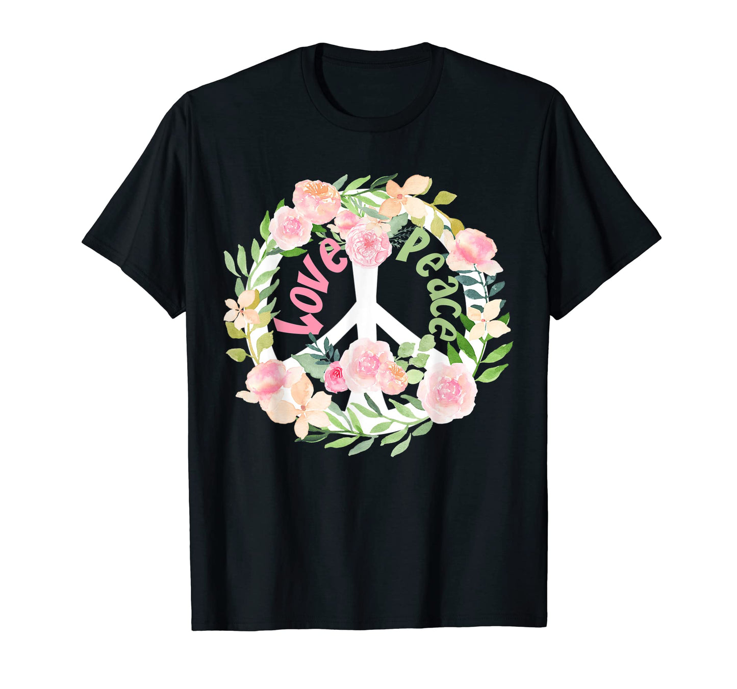 Floral Psychedelic Love Peace Sign T-Shirt - Fun Novelty Design Unisex - T-Shirt, Sweatshirt, Hoodie