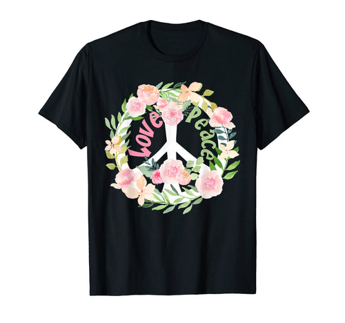 Floral Psychedelic Love Peace Sign T-Shirt - Fun Novelty Design Unisex - T-Shirt, Sweatshirt, Hoodie