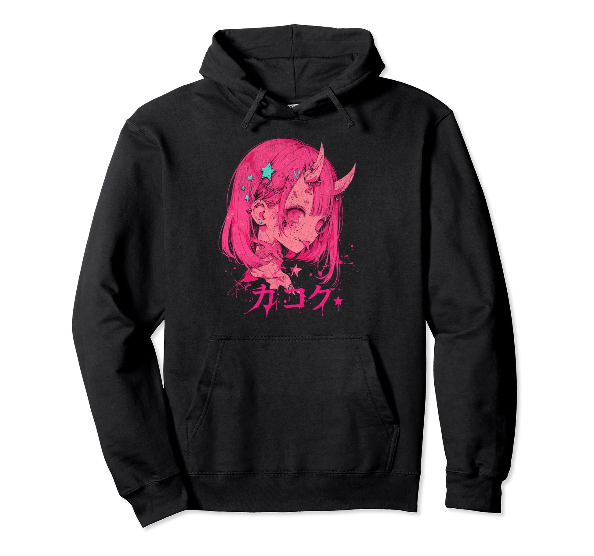 Goth Grunge Demon Anime Waifu Horror Hoodie - Novelty Apparel for Adults - T-Shirt, Sweatshirt, Hoodie