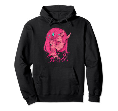 Goth Grunge Demon Anime Waifu Horror Hoodie - Novelty Apparel for Adults - T-Shirt, Sweatshirt, Hoodie