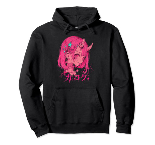 Goth Grunge Demon Anime Waifu Horror Hoodie - Novelty Apparel for Adults - T-Shirt, Sweatshirt, Hoodie