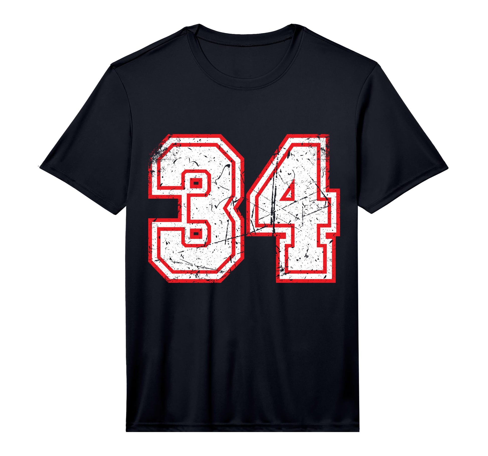 White Red Sports Team Number 34 T-Shirt - Custom Art Print for Adults - T-Shirt, Sweatshirt, Hoodie