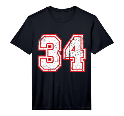 White Red Sports Team Number 34 T-Shirt - Custom Art Print for Adults - T-Shirt, Sweatshirt, Hoodie