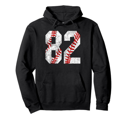 Distressed Baseball Number 82 Jersey Hoodie - Graphic Print for Adults - T-Shirt, Sweatshirt, Hoodie