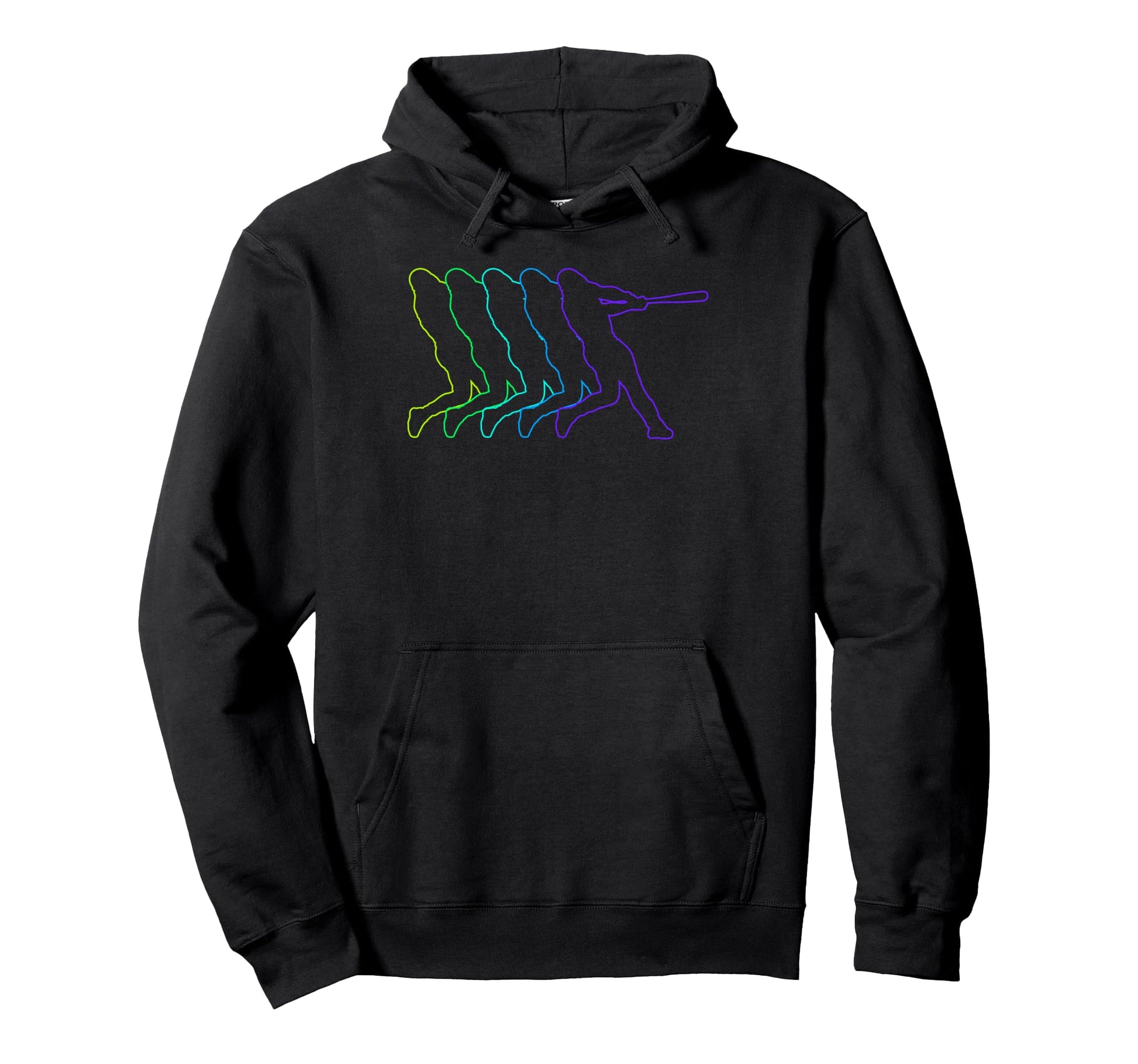Colorful Outline Baseball Player Hoodie - Casual Everyday Wear Men Women - T-Shirt, Sweatshirt, Hoodie