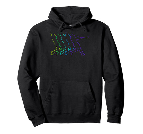 Colorful Outline Baseball Player Hoodie - Casual Everyday Wear Men Women - T-Shirt, Sweatshirt, Hoodie
