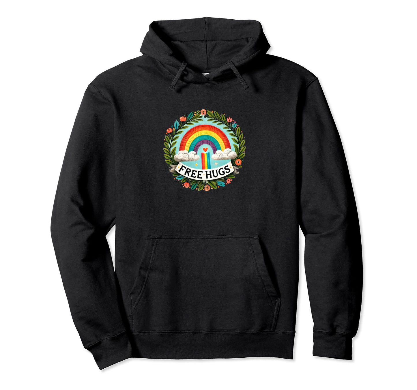 Free Hugs Rainbow Illustration Rainbows Hoodie - Streetwear Style Unisex - T-Shirt, Sweatshirt, Hoodie