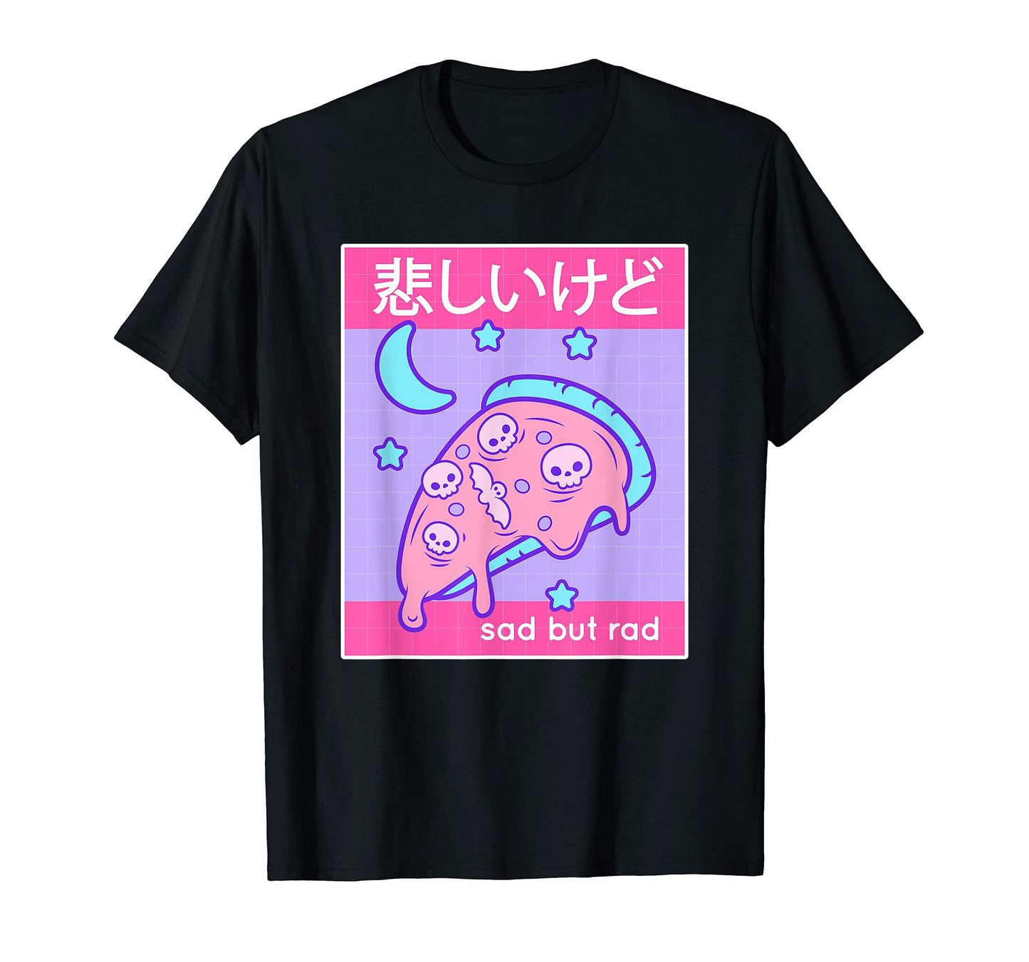 Sad Rad Japanese Kawaii Moon Pizza 90S T-Shirt - Trendy Graphic Men Women - T-Shirt, Sweatshirt, Hoodie