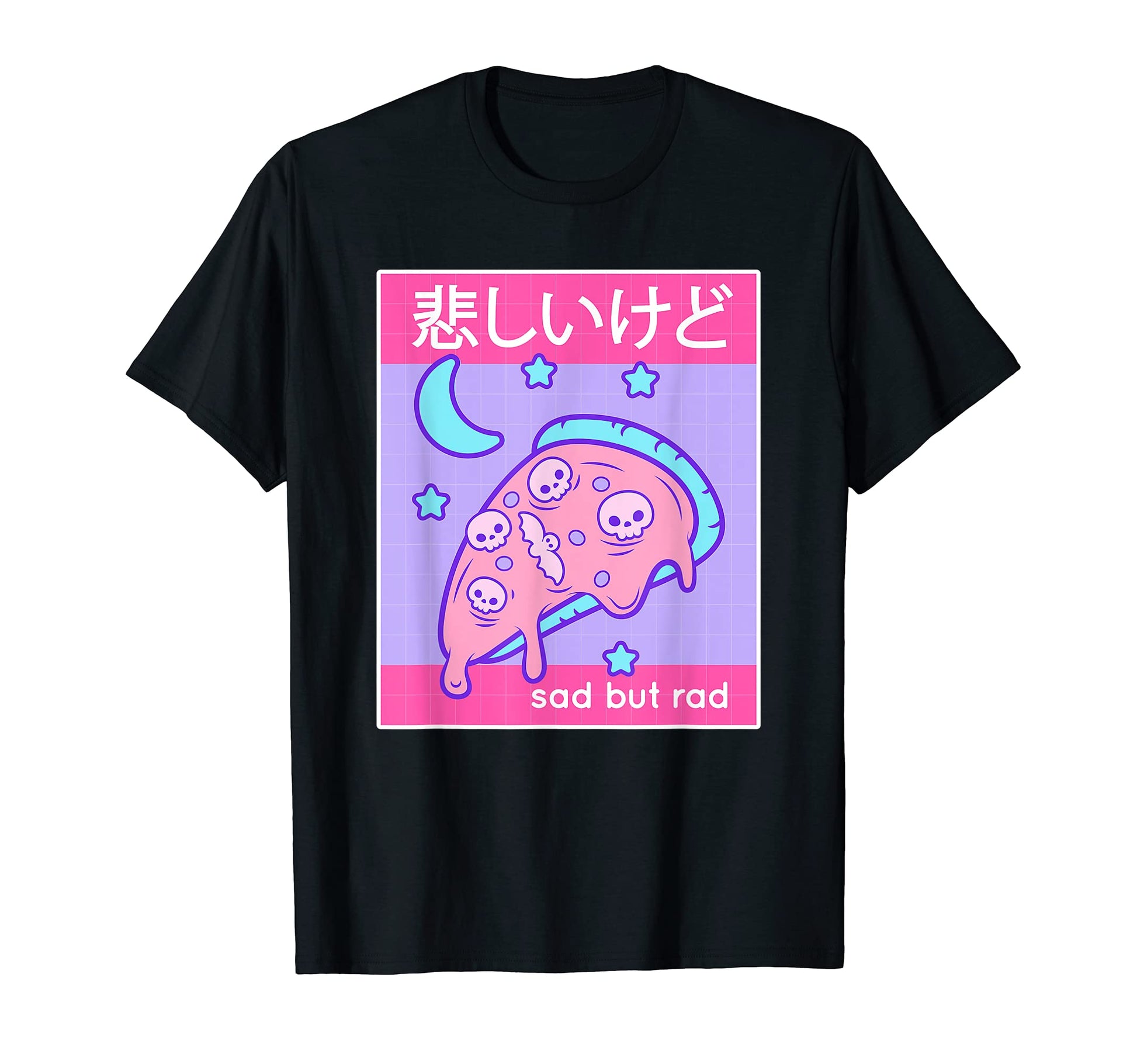 Sad Rad Japanese Kawaii Moon Pizza 90S T-Shirt - Trendy Graphic Men Women - T-Shirt, Sweatshirt, Hoodie