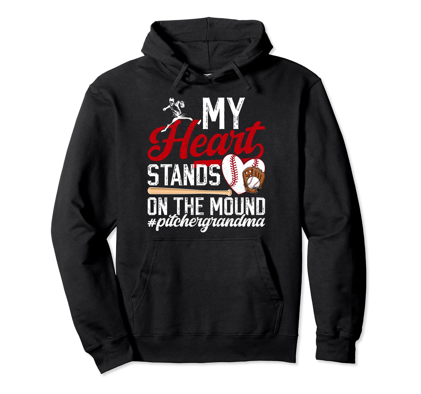 Mound Baseball Pitcher Grandma Baseball Hoodie - Unique Graphic Unisex - T-Shirt, Sweatshirt, Hoodie