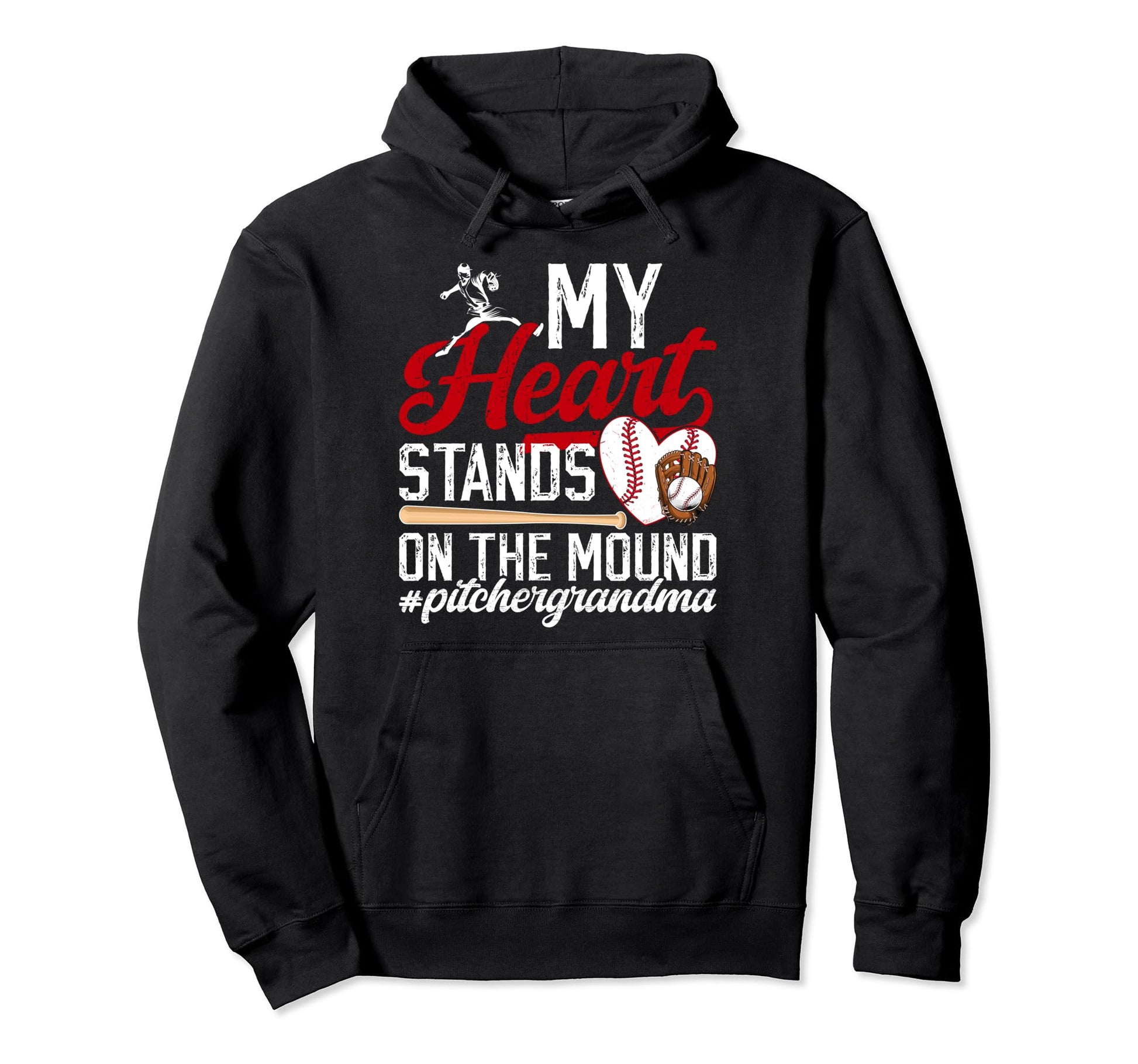 Mound Baseball Pitcher Grandma Baseball Hoodie - Unique Graphic Unisex - T-Shirt, Sweatshirt, Hoodie