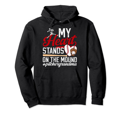 Mound Baseball Pitcher Grandma Baseball Hoodie - Unique Graphic Unisex - T-Shirt, Sweatshirt, Hoodie