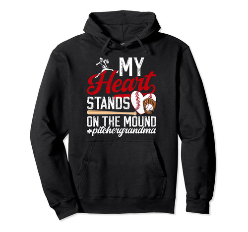 Mound Baseball Pitcher Grandma Baseball Hoodie - Unique Graphic Unisex - T-Shirt, Sweatshirt, Hoodie