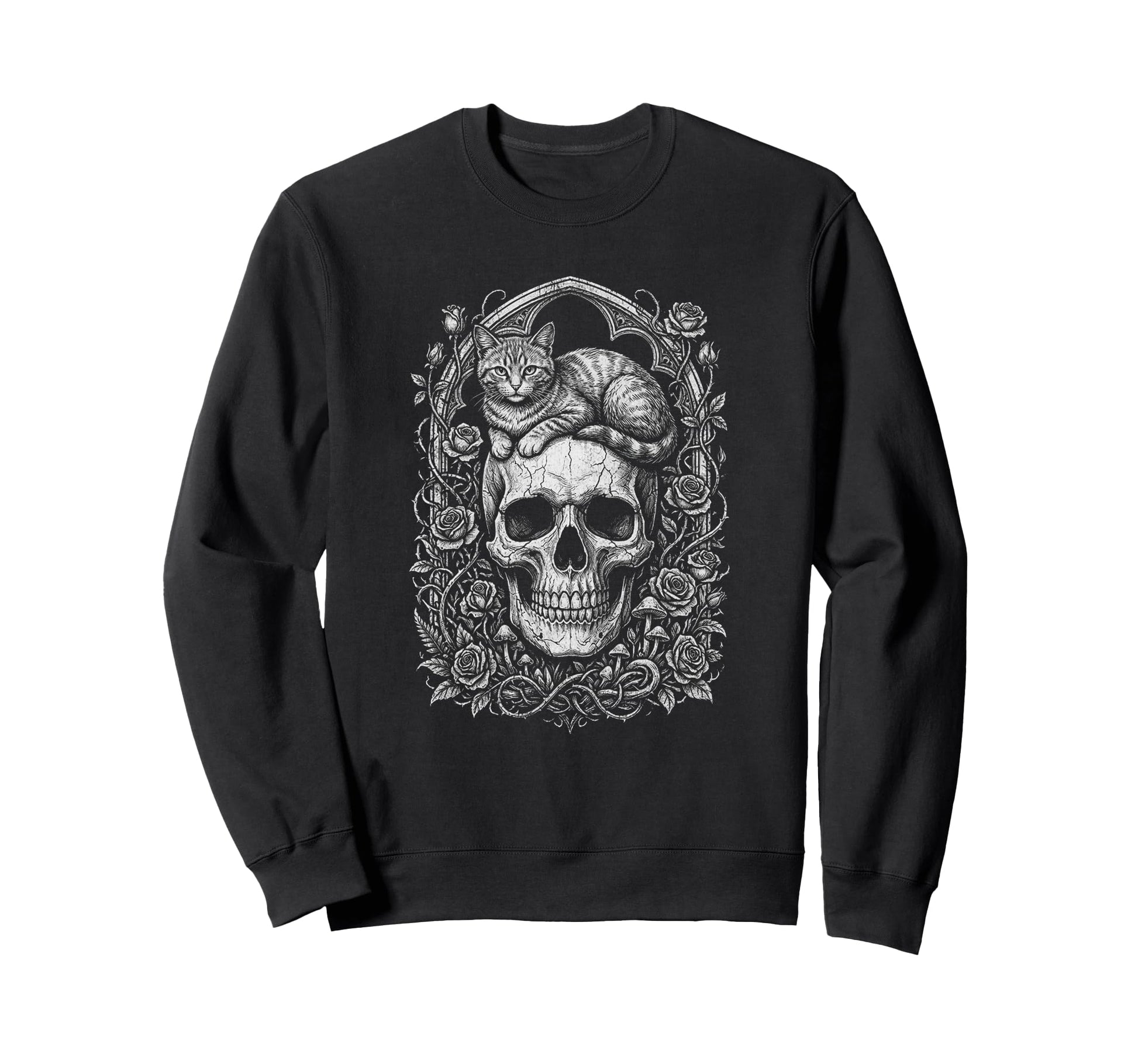 Skull Cat Skeleton Kitty Kitten Sweatshirt - Minimalist Print for Adults - T-Shirt, Sweatshirt, Hoodie