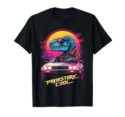 80S Car T Rex Dinosaur Aesthetic T-Shirt - Unique Graphic for Adults - T-Shirt, Sweatshirt, Hoodie