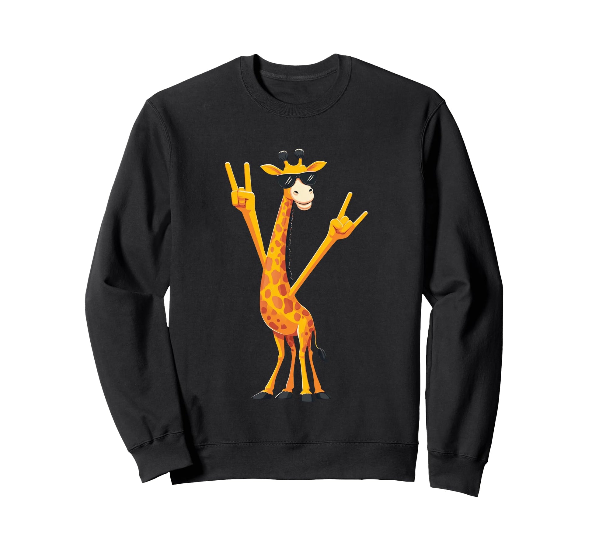 Giraffe Double Rock Hand Signs Sweatshirt - Aesthetic Graphic for Adults - T-Shirt, Sweatshirt, Hoodie