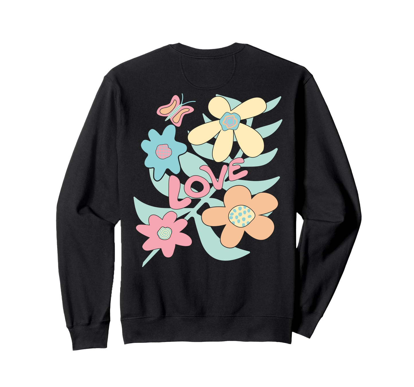 Boho Flowers Back Side Sweatshirt - Novelty Apparel Unisex - T-Shirt, Sweatshirt, Hoodie