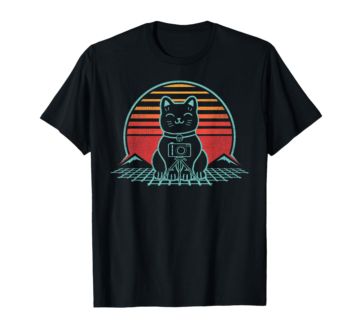 Cat Photographer Camera Photography 80S T-Shirt - Graphic Print for Adults - T-Shirt, Sweatshirt, Hoodie