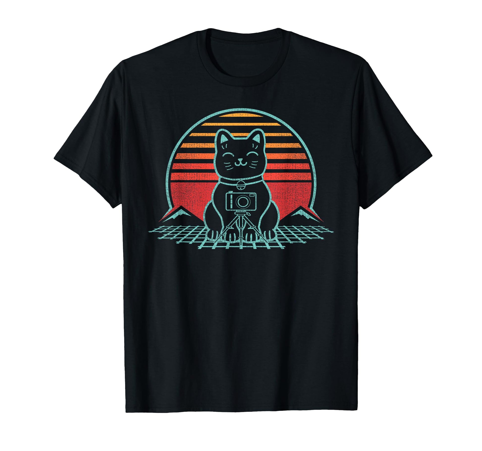 Cat Photographer Camera Photography 80S T-Shirt - Graphic Print for Adults - T-Shirt, Sweatshirt, Hoodie