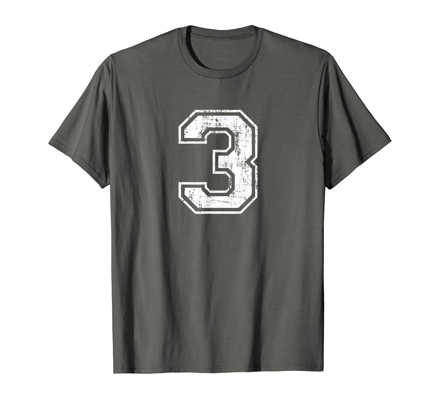 Number 3 Three Varsity Distressed T-Shirt - Casual Everyday Wear Unisex - T-Shirt, Sweatshirt, Hoodie