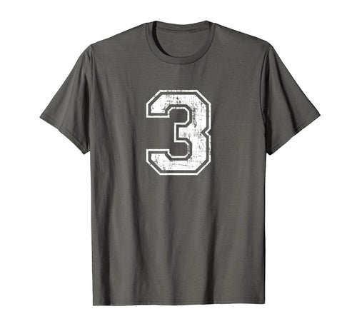 Number 3 Three Varsity Distressed T-Shirt - Casual Everyday Wear Unisex - T-Shirt, Sweatshirt, Hoodie