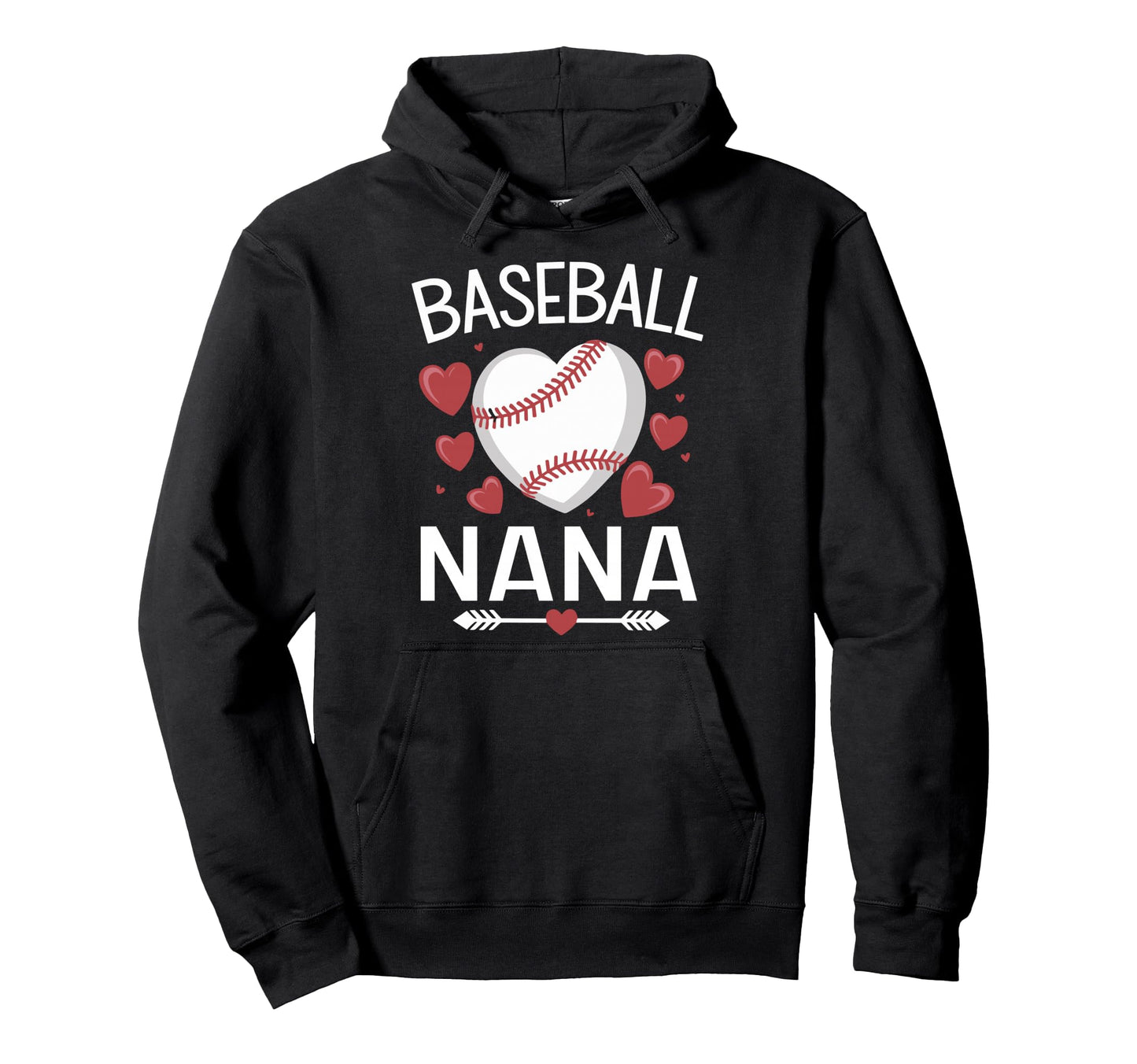Baseball Nana Baseball Heart Hoodie - Trendy Graphic Men Women - T-Shirt, Sweatshirt, Hoodie