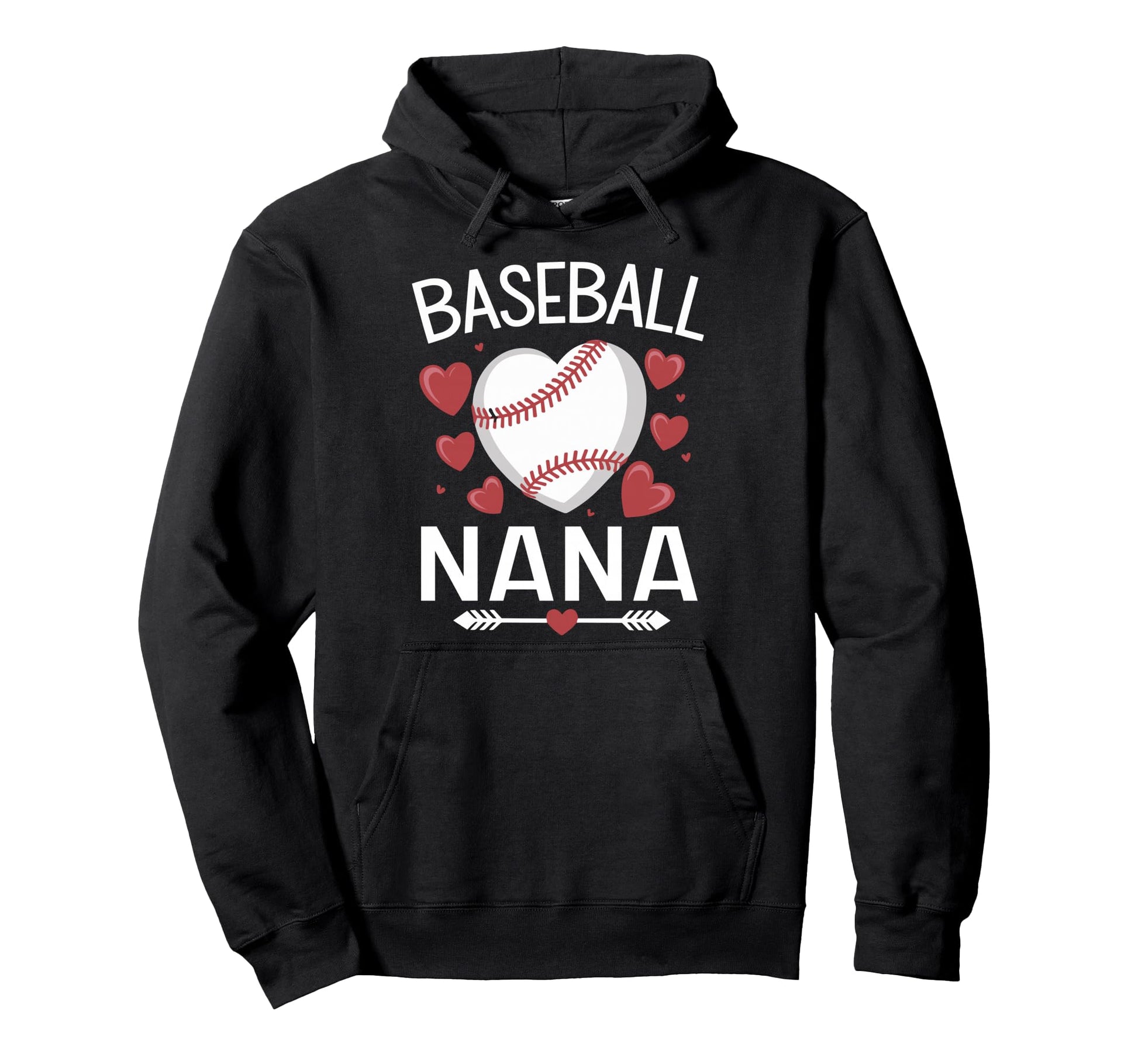 Baseball Nana Baseball Heart Hoodie - Trendy Graphic Men Women - T-Shirt, Sweatshirt, Hoodie
