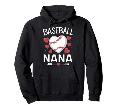 Baseball Nana Baseball Heart Hoodie - Trendy Graphic Men Women - T-Shirt, Sweatshirt, Hoodie