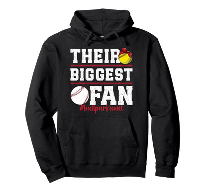 Their Biggest Fan Ballpark Aunt Hoodie - Fun Novelty Design Unisex - T-Shirt, Sweatshirt, Hoodie