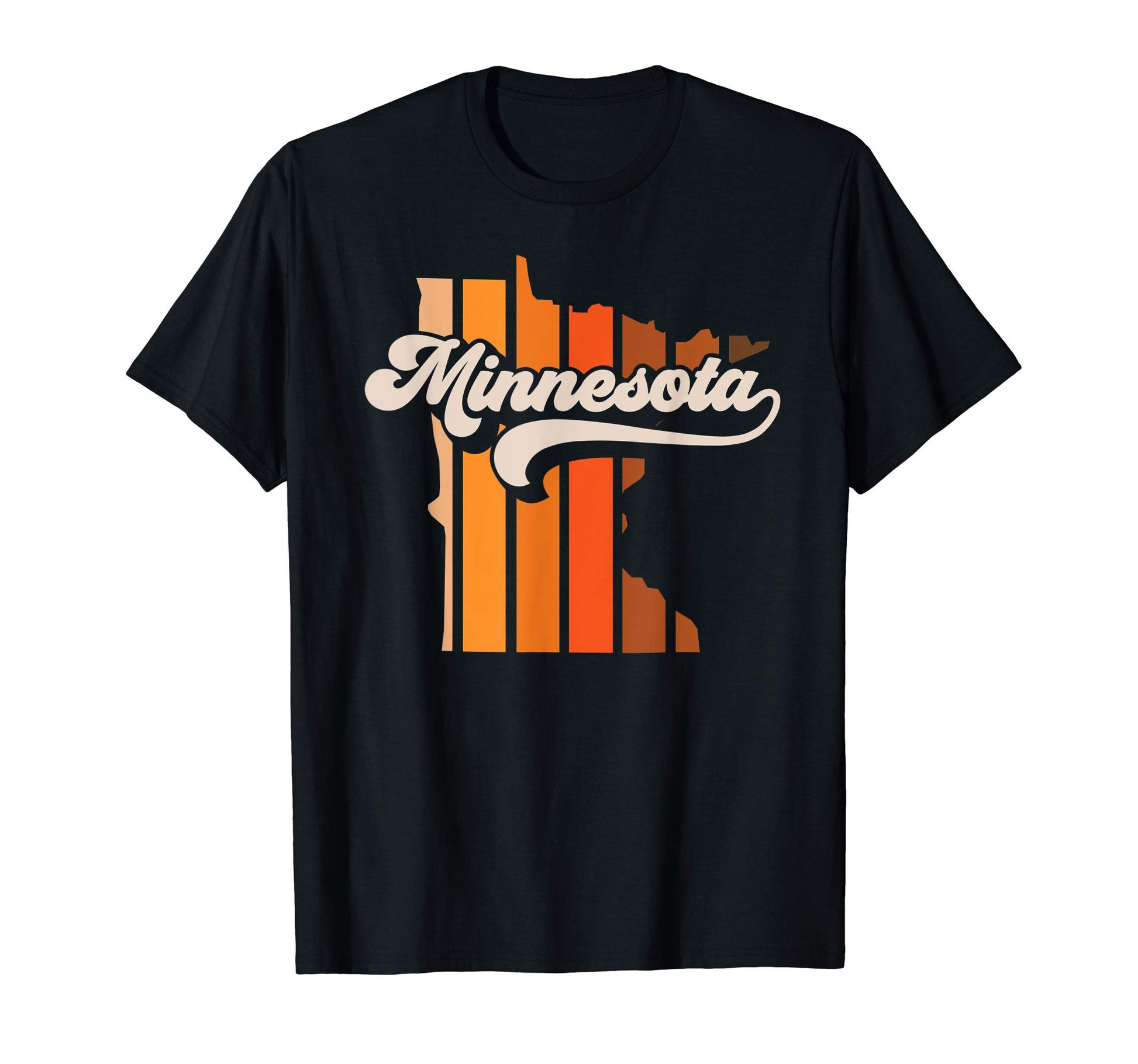 Minnesota 70S Stripe State Silhouette T-Shirt - Unique Graphic for Adults - T-Shirt, Sweatshirt, Hoodie