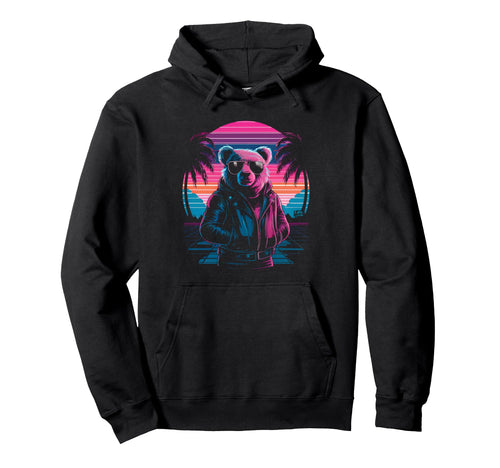 Vaporwave Rizzly Bear Synthwave Retrowave Hoodie - Minimalist Print Unisex - T-Shirt, Sweatshirt, Hoodie