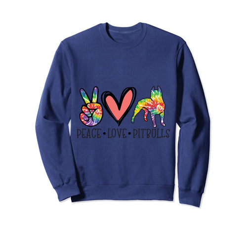 Pschodelic Rainbow Peace Love Pitbull Sweatshirt - Aesthetic Graphic Unisex - T-Shirt, Sweatshirt, Hoodie