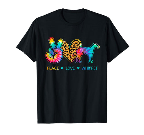 Peace Love Whippet Dog Tie Dye T-Shirt - Graphic Print for Adults - T-Shirt, Sweatshirt, Hoodie