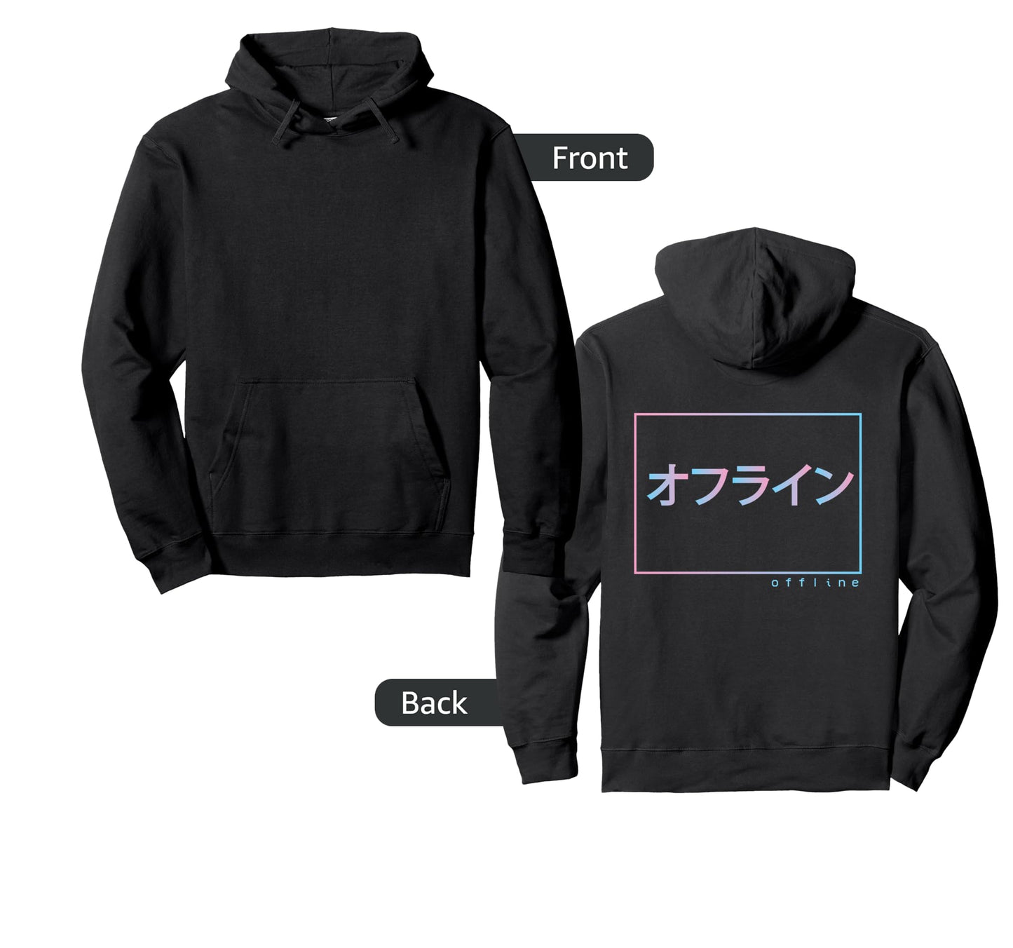 Vaporwave Aesthetic Japanese Text Hoodie - Custom Art Print Men Women - T-Shirt, Sweatshirt, Hoodie