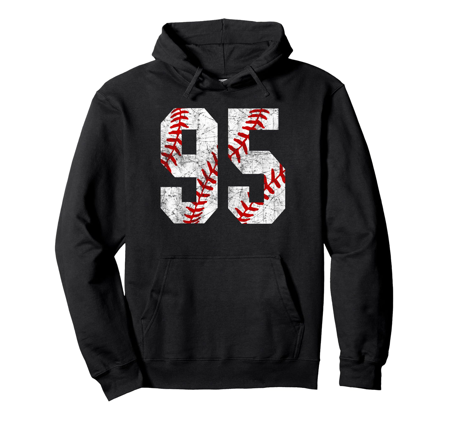 Distressed Baseball Number 95 Jersey Hoodie - Custom Art Print for Adults - T-Shirt, Sweatshirt, Hoodie