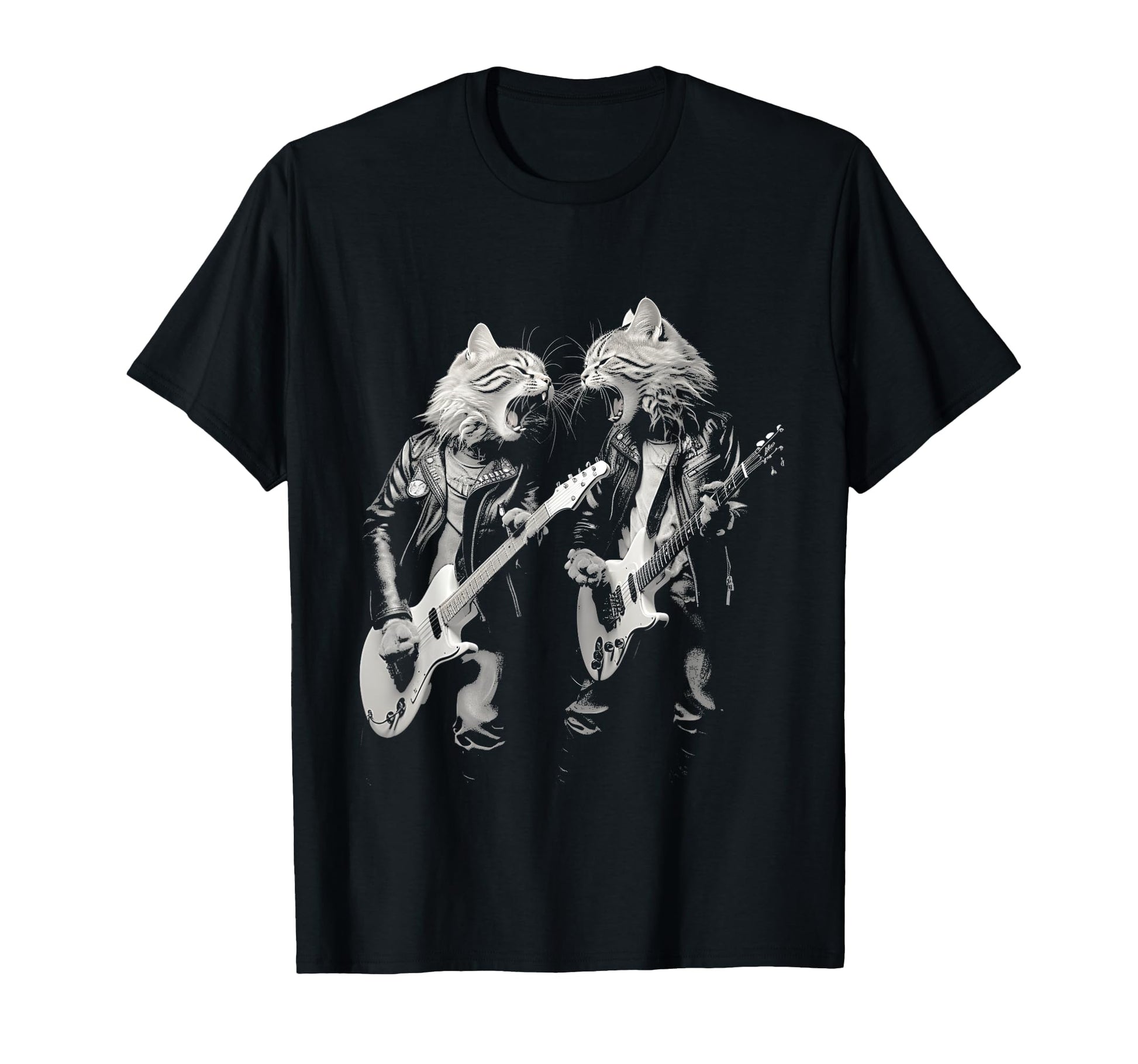 Rock Cat Playing Guitar Funny Guitar T-Shirt - Aesthetic Graphic Men Women - T-Shirt, Sweatshirt, Hoodie