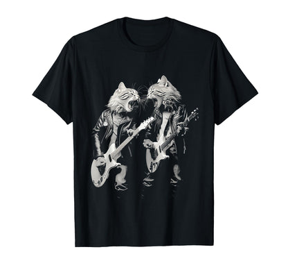 Rock Cat Playing Guitar Funny Guitar T-Shirt - Aesthetic Graphic Men Women - T-Shirt, Sweatshirt, Hoodie