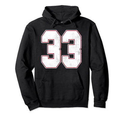 33 Outline Number 33 Varsity Fan Sports Hoodie - Graphic Print for Adults - T-Shirt, Sweatshirt, Hoodie