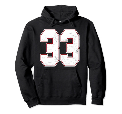 33 Outline Number 33 Varsity Fan Sports Hoodie - Graphic Print for Adults - T-Shirt, Sweatshirt, Hoodie