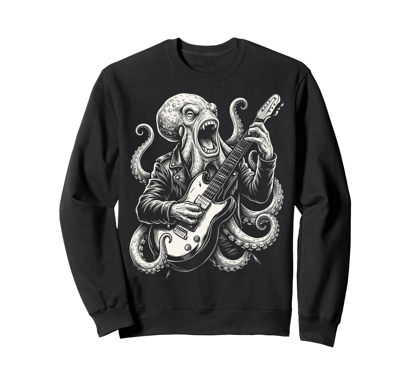 Funny Octopus Playing Guitar Heavy Sweatshirt - Trendy Graphic Men Women - T-Shirt, Sweatshirt, Hoodie