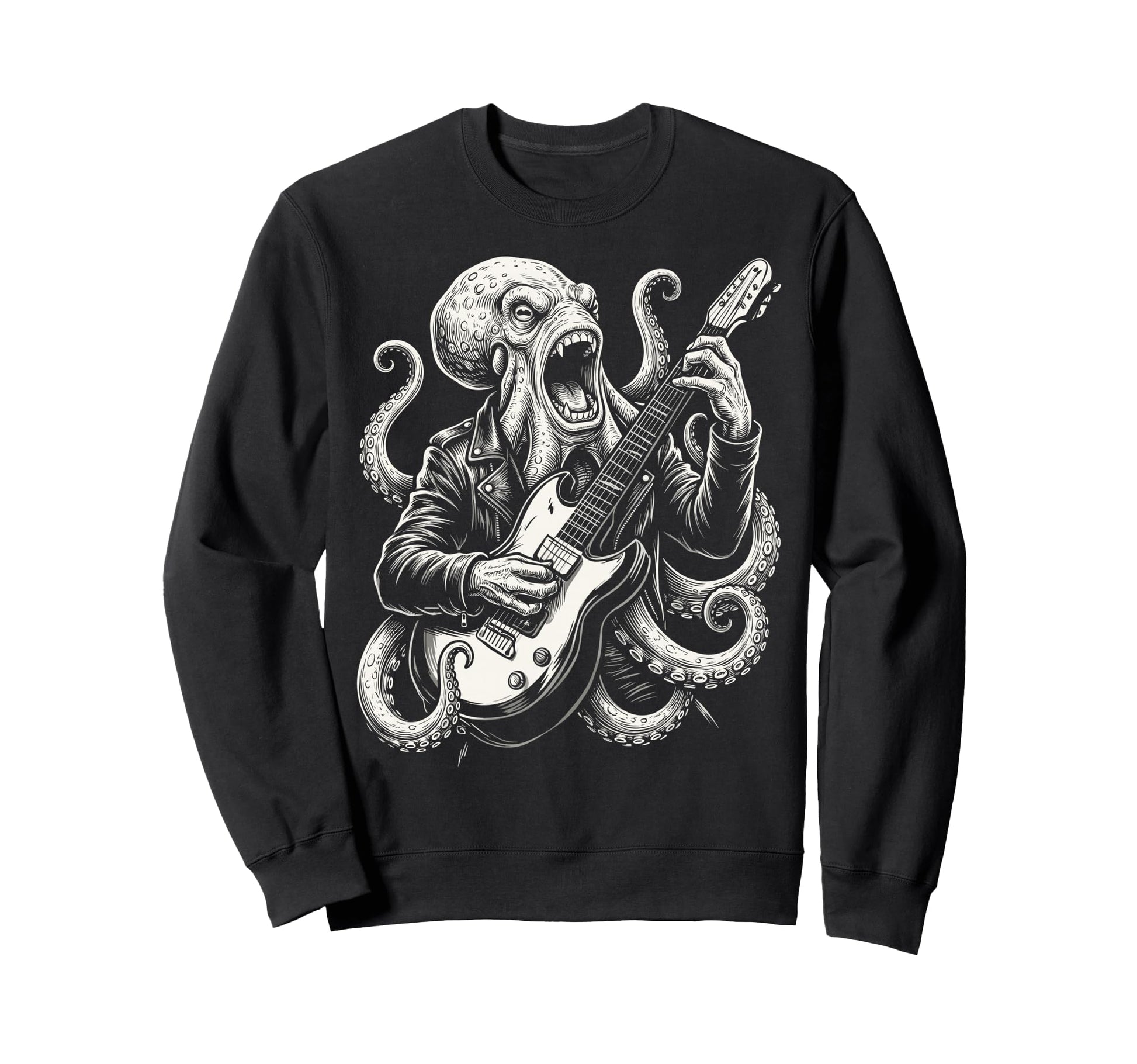 Funny Octopus Playing Guitar Heavy Sweatshirt - Trendy Graphic Men Women - T-Shirt, Sweatshirt, Hoodie