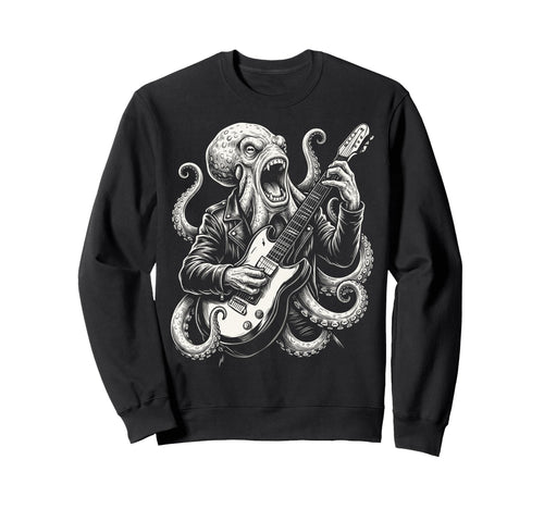 Funny Octopus Playing Guitar Heavy Sweatshirt - Trendy Graphic Men Women - T-Shirt, Sweatshirt, Hoodie